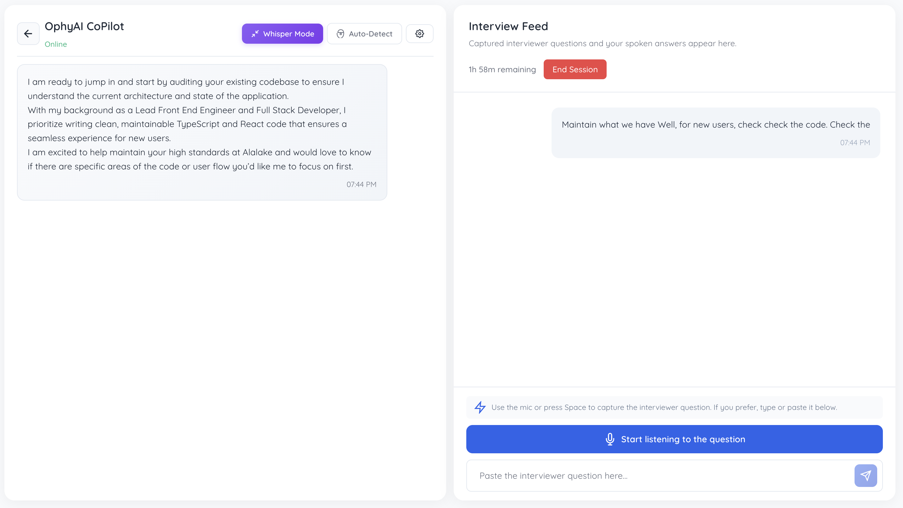Interview Copilot interface preview